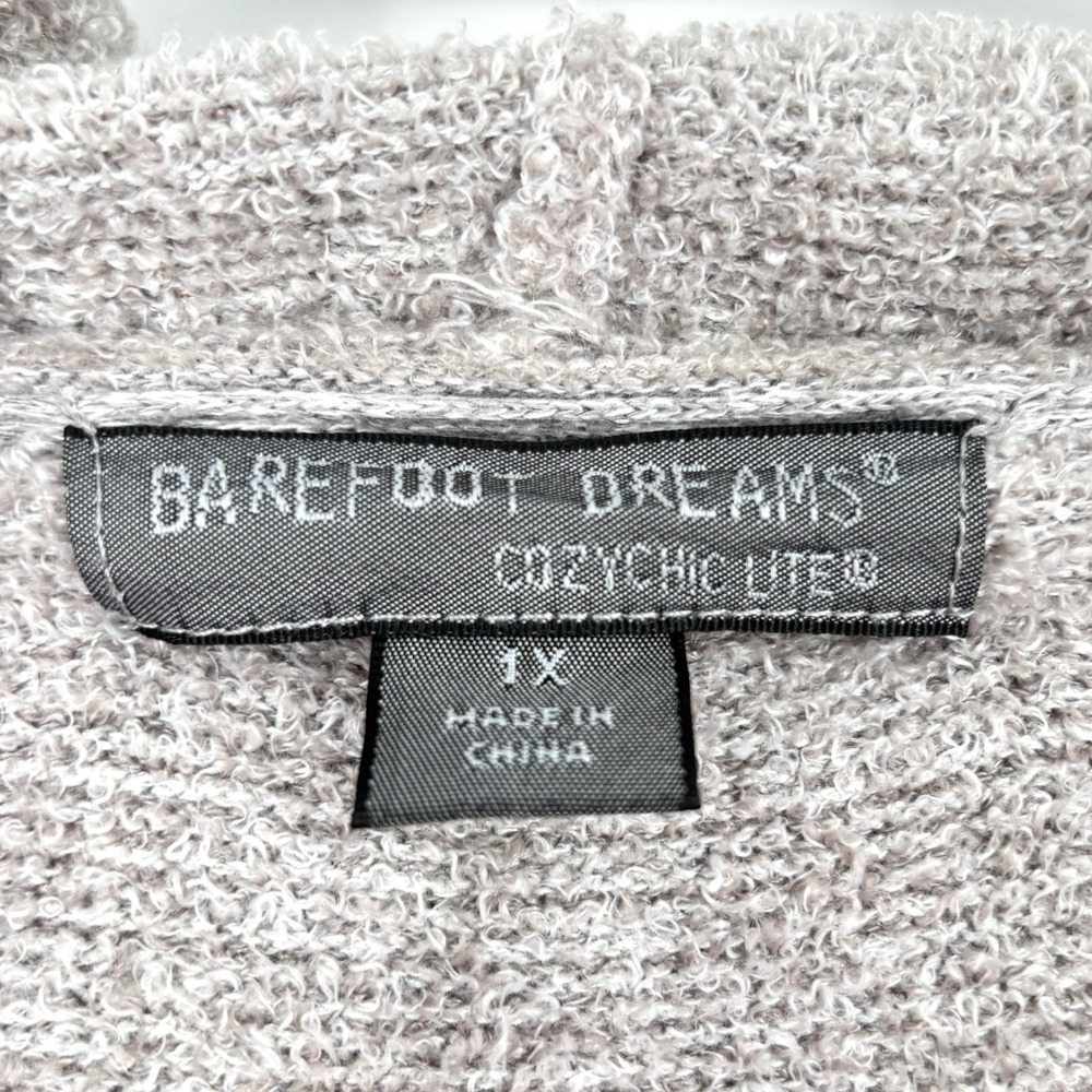 Barefoot Dreams CozyChic Lite Hooded Open Cardigan Soft Knit Pockets Size 1X - Picture 3 of 14